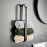Towel Ring Matte Black, Bath Hand Towel Square Ring Thicken Space Aluminum Round Towel Holder for 44084731