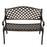 ZNTS 40.5" Outdoor Cast Aluminum Bench With Mesh Backrest Seat Surface 24289313