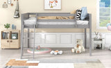 ZNTS Twin Size Wood Low Loft Bed with Ladder, ladder can be placed on the left or right, Gray WF313084AAE