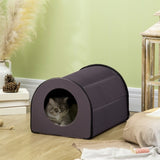 ZNTS Dome Heated Cat House Portable and Waterproof Pet Shelter for Kitty in Winter, Brown 18507486