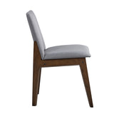 Walnut Finish Side Chairs Set of 2, Gray Fabric Upholstery Seat and Back Wooden Kitchen Casual B2741P328571