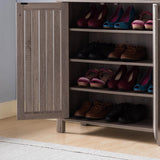 Shoe cabinet storage cabinet entryway cabinet with two doors slat style vented doors metal knob B107P283306