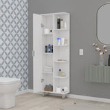 FM FURNITURE Randall Linen Cabinet, with 1 door and 9 shelves, White B128P321051