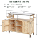 ZNTS Outdoor Kitchen Island, Rolling Bar Cart & Storage Cabinet, Farmhouse Solid Wood Outdoor Grill Table 68264633