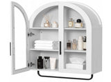 Arched Ceiling 2 Glass Doors 3 Shelves Bathroom Vanity MDF Melamine-Faced Bathroom Vanity with Towel 76866959