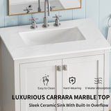 30" Bathroom Vanity with Sink Combo, Fully Assembled Bathroom Sink Cabinet with Marble Countertop, W1573P237851