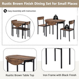 TOPMAX Modern 3-Piece Round Dining Table Set with Drop Leaf and 2 Chairs for Small Places,Black WF290234AAB