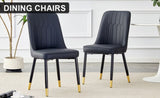 Black dining chairs and living room chairs. PU material and metal legs, suitable for kitchen, living W1151118969