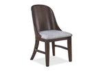 2pc Mid-Century Modern Upholstered Dining Chair Barrel Back Brown Walnut Finish Wooden Dining Room B011P263741