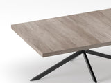 55.11"-70.86"Retro Rectangular Stretch Dining Table, Grey Carole Top With Same Color Embossed Center W757P437309
