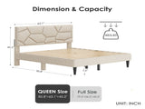 Queen Size Bed Frame with Storage Headboard, Platform Bed No Noise, Mattress Foundation Strong W2896P208878