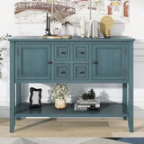 Series Ample Storage Vintage Console Table with Four Small Drawers and Bottom Shelf for Living 11248622