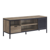 Rustic Oak and Black 1-Drawer TV Stand B062P209414