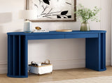 U_Style 59-inch Long Console Table With Oak Veneer Entryway Table With Vertical Ribbed Table Leg N711P290711V