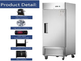 27"W Commercial Freezer Single Solid Door Stainless Steel Reach-in Freezer 18.68 Cu.ft. Upright Fan N818P191847S
