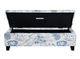 Luxury Storage Ottoman with Floral Patterned Fabric, Soft-Close Hinges, Multi-Functional Footrest & N767P257582M
