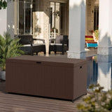 ZNTS Factory Wholesale Brown 140 Gallon Rattan Patio Storage Boxes Outdoor Waterproof Garden Box For Pool W1828P151792