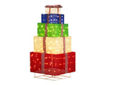 6FT Lighted Gift Box Tower, Pre-lit Pull Up Present Boxes with 200 LED Warm White Lights and Ropes 57172027