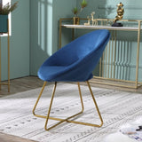 Slatina Blue Silky Velvet Upholstered Accent Chair with Gold Tone Finished Base T2574P164519