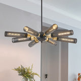 Modern Industrial Sputnik Chandelier, 8-Light Black and Gold Metal Pendant Light with Mesh Shades, W1340P233175