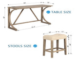 4-Piece Bar Table Set with Power Outlet, Dining Bar Table and Chairs Set,Bar Table Set with 3 Padded W1998P193823
