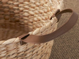 Water Hyacinth Woven Round Multi Use 16" Storage Basket - Natural Brown B093P295024