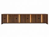 Modern Walnut TV Stand, Large Media Entertainment Center with 4 Storage Drawers, Minimalist TV W331P533617