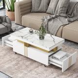 ZNTS ON-TREND Contemporary Coffee Table Faux Marble Top, Rectangle Cocktail Table WF305961AAK