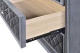 1pc Glam 3-Drawer Nightstand Velvet Tufted Drawer Front Jewelry Tray Faux Crystal Drawer Knobs B011P228567
