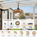 Waterproof Outdoor Ceiling Fan with Lights Remote Control W2738P242334