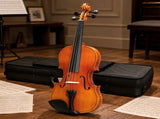 Brand new 4/4 natural tiger-striped acoustic violin set includes pitch stickers, tuner, strings, 00914911