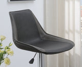 ZNTS Dining Kitchen Adjustable Bar stool Chair Ebony Color Wax Polyurethane Leather Chrome Base Modern B011P151354