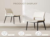 Modern minimalist white PU leather Dining Chairs Set of 2, comfortable backrest design, metal leg W1727P426736