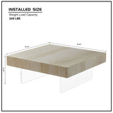 34.65'' Square Faux Travertine Pattern Coffee for Living Room,MDF,Modern Design Coffee W2582P279897