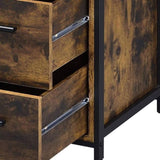 ZNTS Rustic Oak and Black Chest with 5-Drawer B062P189229