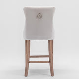 ZNTS Contemporary Velvet Upholstered Barstools with Button Tufted Decoration and Wooden Legs, and Chrome W1143P177584