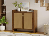42.5" Tall Rattan Shoe Cabinet with Doors, 6-Tier Wooden Freestanding Shoe Storage Organizer with 98014066