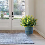 Handmade Green Glazed Ceramic Planter Set of 3, 10" 8" 6" Diameter, Square Grid Pattern, for W3273P322259