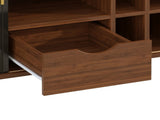 39" Fluted Liquor & Coffee Bar with 6 Wine Racks and 3 Glass Holders, Mid-Century Modern Bar 77343016