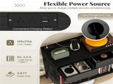 Record Player Storage Stand - Customizable Vinyl Compartments, Built-in Charging Station, Metal Legs 40443998