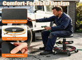 Black Rolling Mechanic Stool with 2-Tier Tool Storage Trays, PU Leather Pneumatic Height 25679117