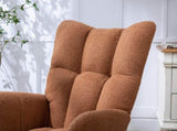 Teddy Fabric Wingback Glider Rocker with Side Storage Pocket, Soft Comfy Nursing Rocking Chair, 68696163