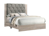 ZNTS Contemporary 1pc Cream Finish Queen Size Bed Bedroom Furniture Gray Tufted Design Headboard B011P236790