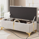 Elegant Upholstered Storage Ottoman,Storage Bench with Metal Legs for Bedroom,Living Room,Fully N733P207788A