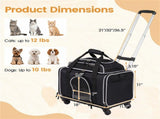 Multi-Way Portable Pet Rolling Carrier Trolley, Aluminum Alloy Frame Collapsible Pet Travel Bag with 92891076