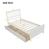 ZNTS Twin size Platform Bed with Two Drawers, White 53907385