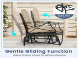 Black Metal Patio Glider Chair with Brown Washable Cushion, 330 lbs Capacity Ergonomic Outdoor 98202596