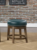 Round Swivel Stools Set of 2, Green Faux Leather 360-degree Swivel Seat Nailhead Trim Solid Wood B011P201570
