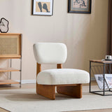 Modern Beige Lounge Chair with Polyester Upholstery, Sturdy Wood Base With Natural N767P241702N