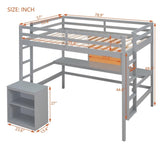 ZNTS Full size Loft Bed with Desk and Writing Board, Wooden Loft Bed with Desk & 2 Drawers Cabinet- Gray 96271078